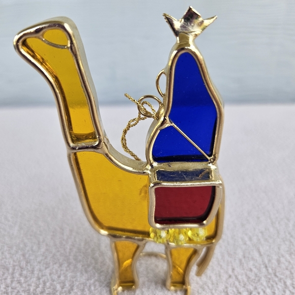 VTG Danbury Mint Mary and Joseph Fleeing to Egypt Camel Stained Glass Hanging - Picture 9 of 10